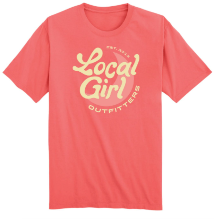 Local Girl Youth Groovy Moon SS T-Shirt Coral