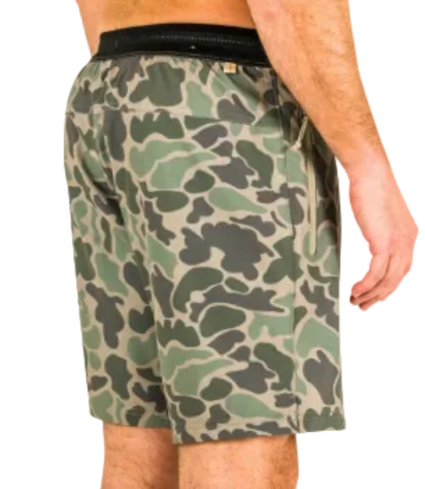 Marsh Wear Men's Tidelock Tech Boardshorts Green Mallard Camo