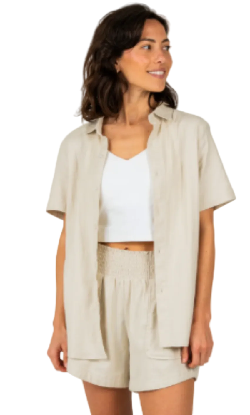 Marsh Wear Women's Lowtide Linen Shirt Stone