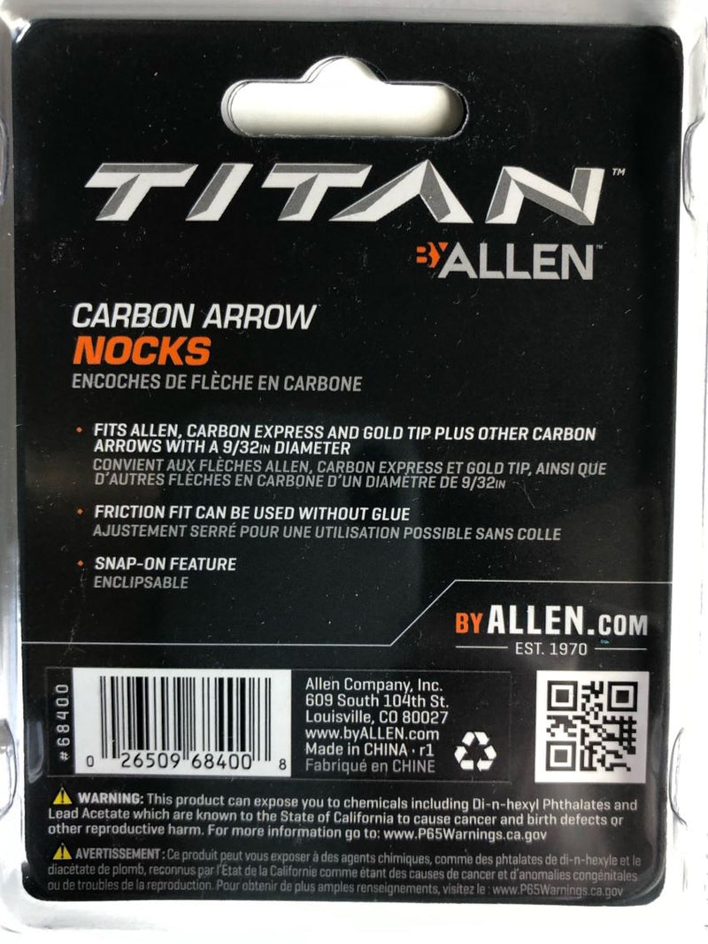 Allen Titan Carbon Arrow Nocks 12pk Green 68400