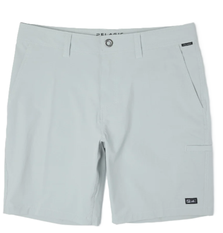 PELAGIC Mako Deep Sea Hybrid Shorts 19" Light Grey (Boats & Fish)