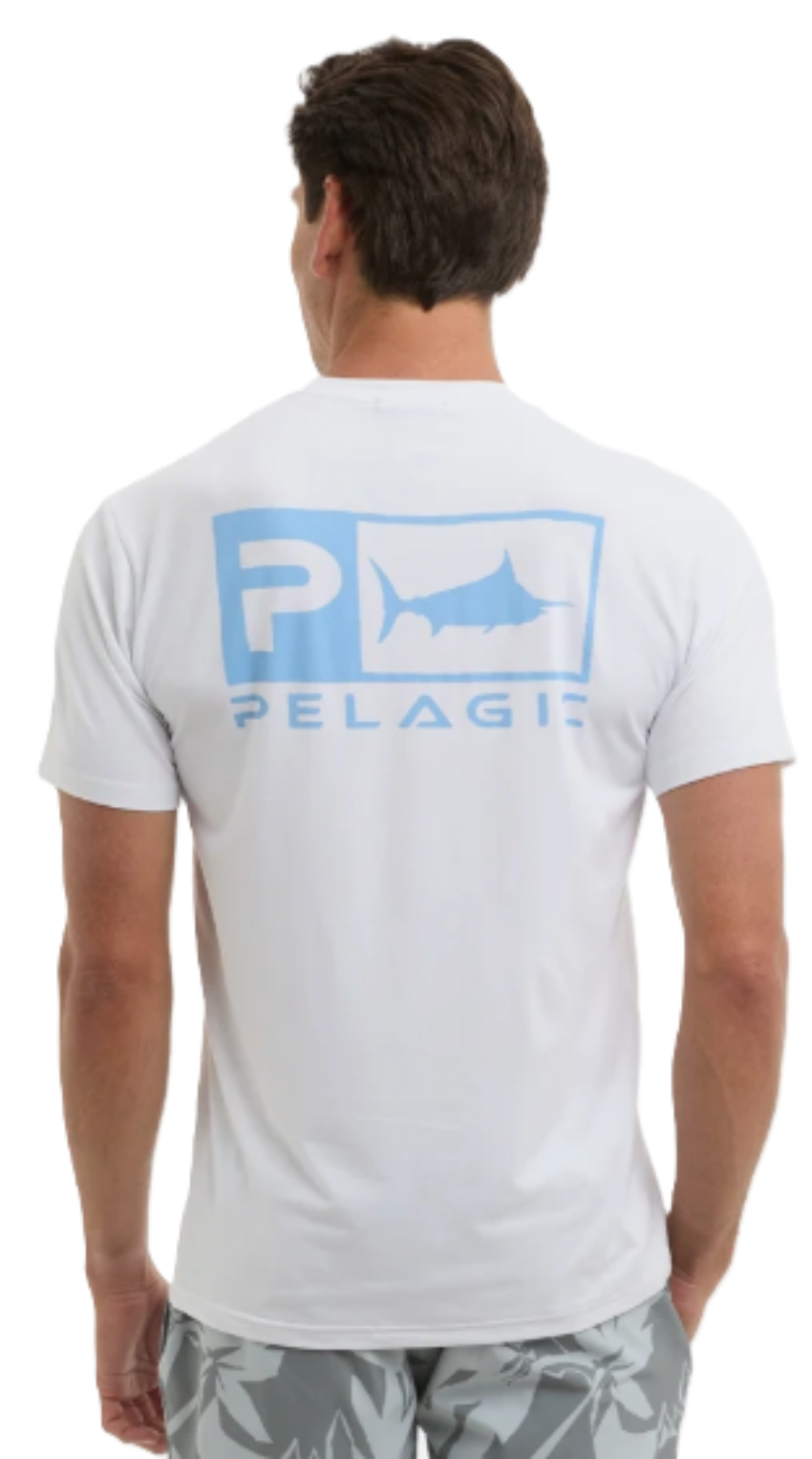 PELAGIC Men's Freespool Rusted Icon SS Shirt White
