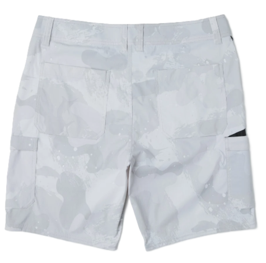 PELAGIC Men's Madeira Cargo Hybrid Shorts 20" Light Grey Brush Camo