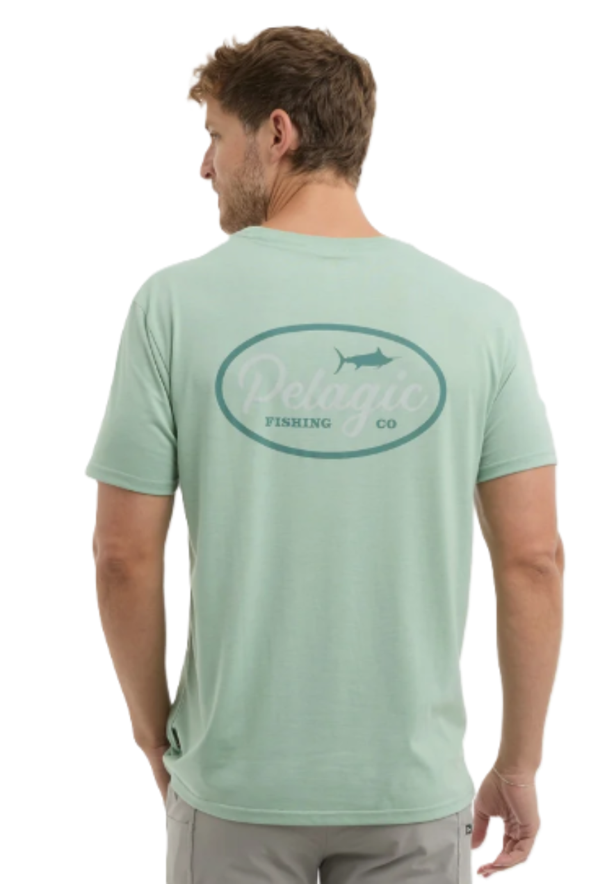 PELAGIC Men's Triblend Circled SS Shirt Heather Sage