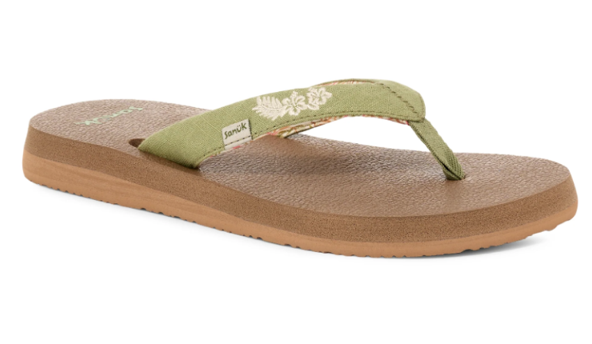 Sanuk Women's Yoga Paradise II Flip Flop Sage Paradise Palms