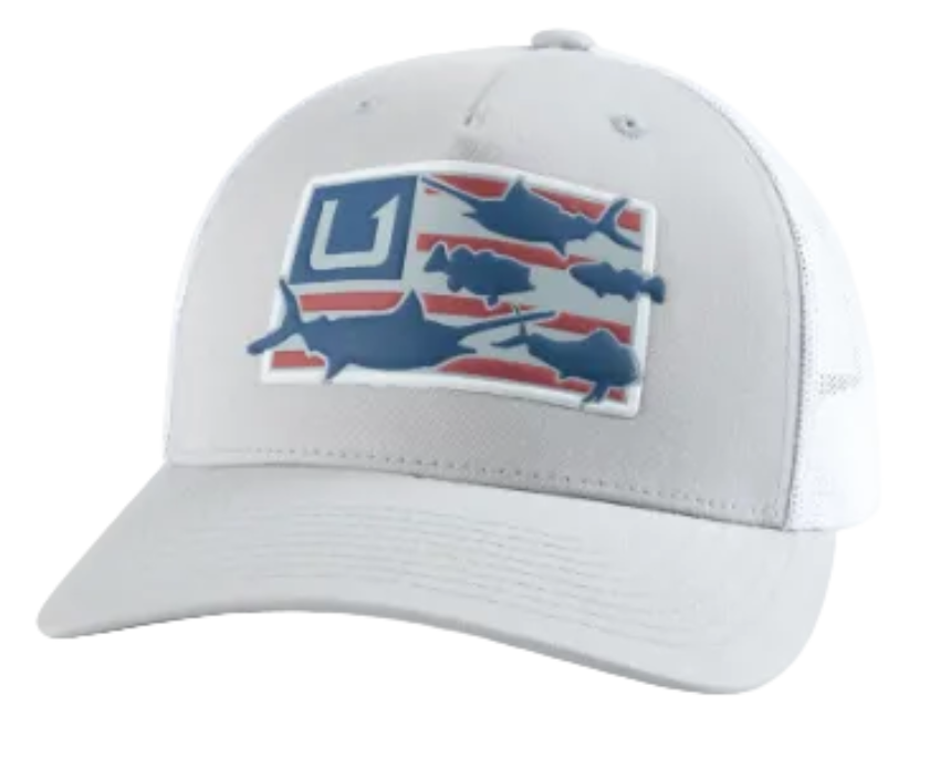 Huk Trophy Flag Trucker Hat Harbor Mist
