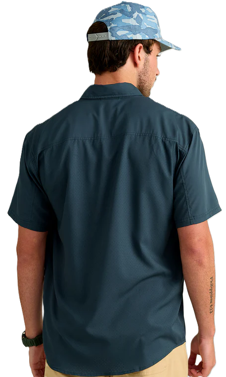 Huk Men's Tide Point SS Button-Down Shirt Sea Storm