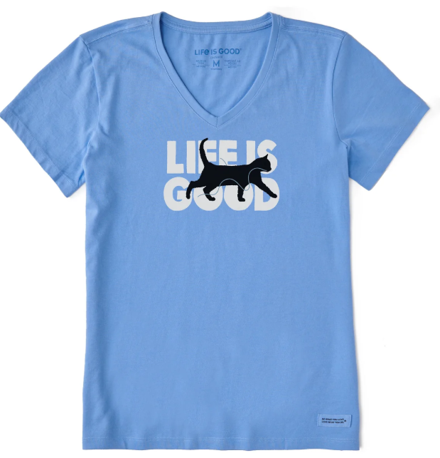 Life Is Good Women's Cat SS Crusher Vee Cornflower Blue