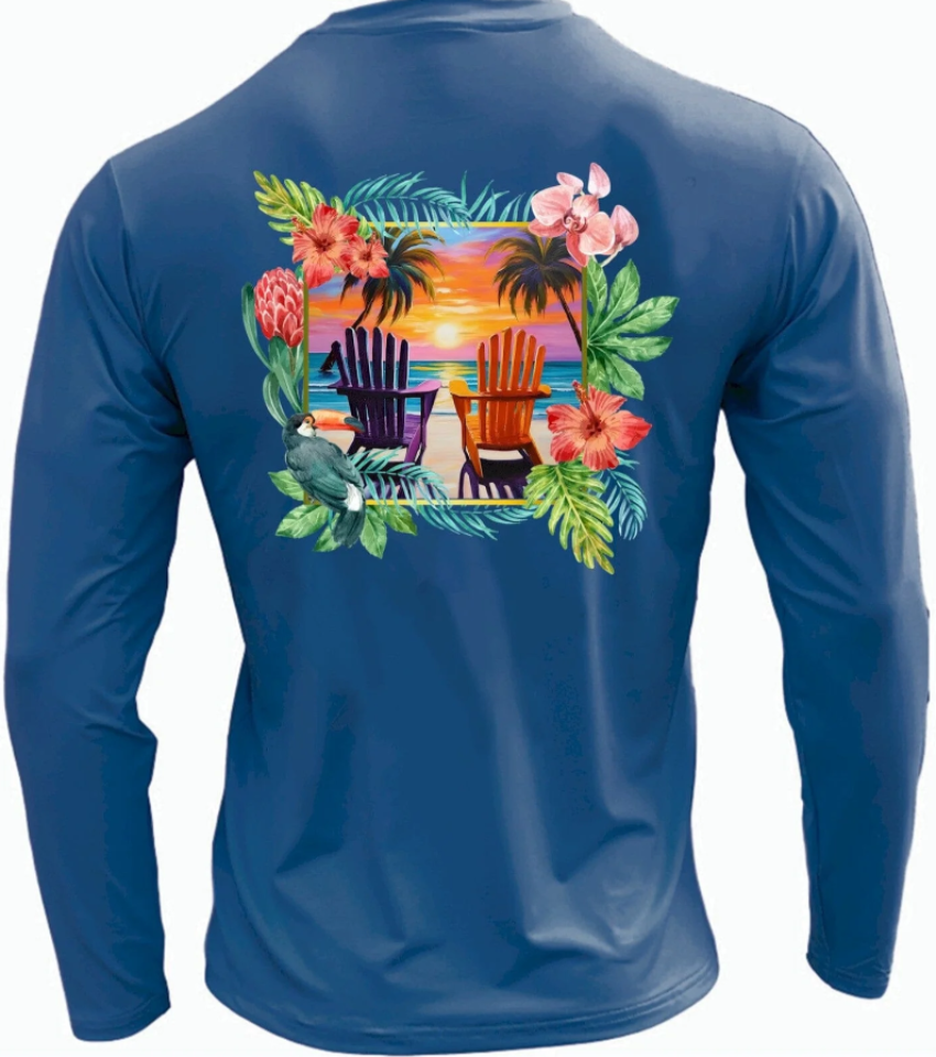 Tormenter Ocean Men's Performance LS Shirt Adirondack Chairs Dark Blue