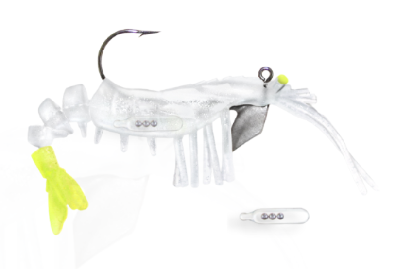 Vudu Shrimp Rattler Glow/Chartreuse 3 1/2" 2pk