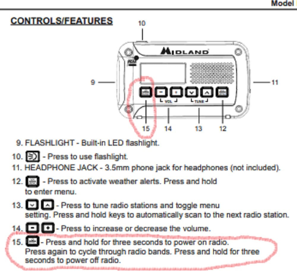 Midland Emergency Alert AM/FM Weather Radio ER10VP