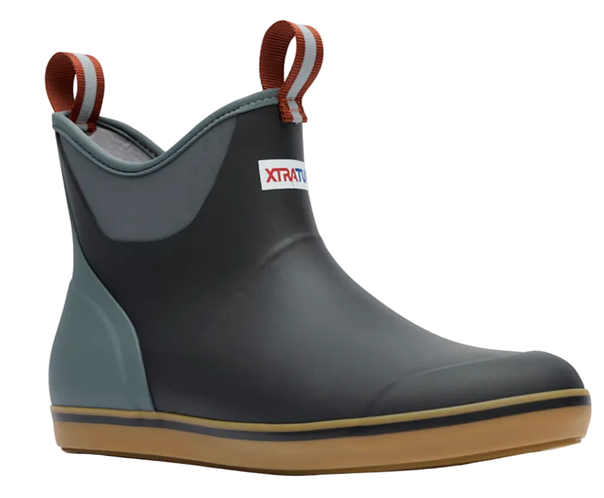 XTRATUF Men's 6" Ankle Deck Boots Black/Deep Storm