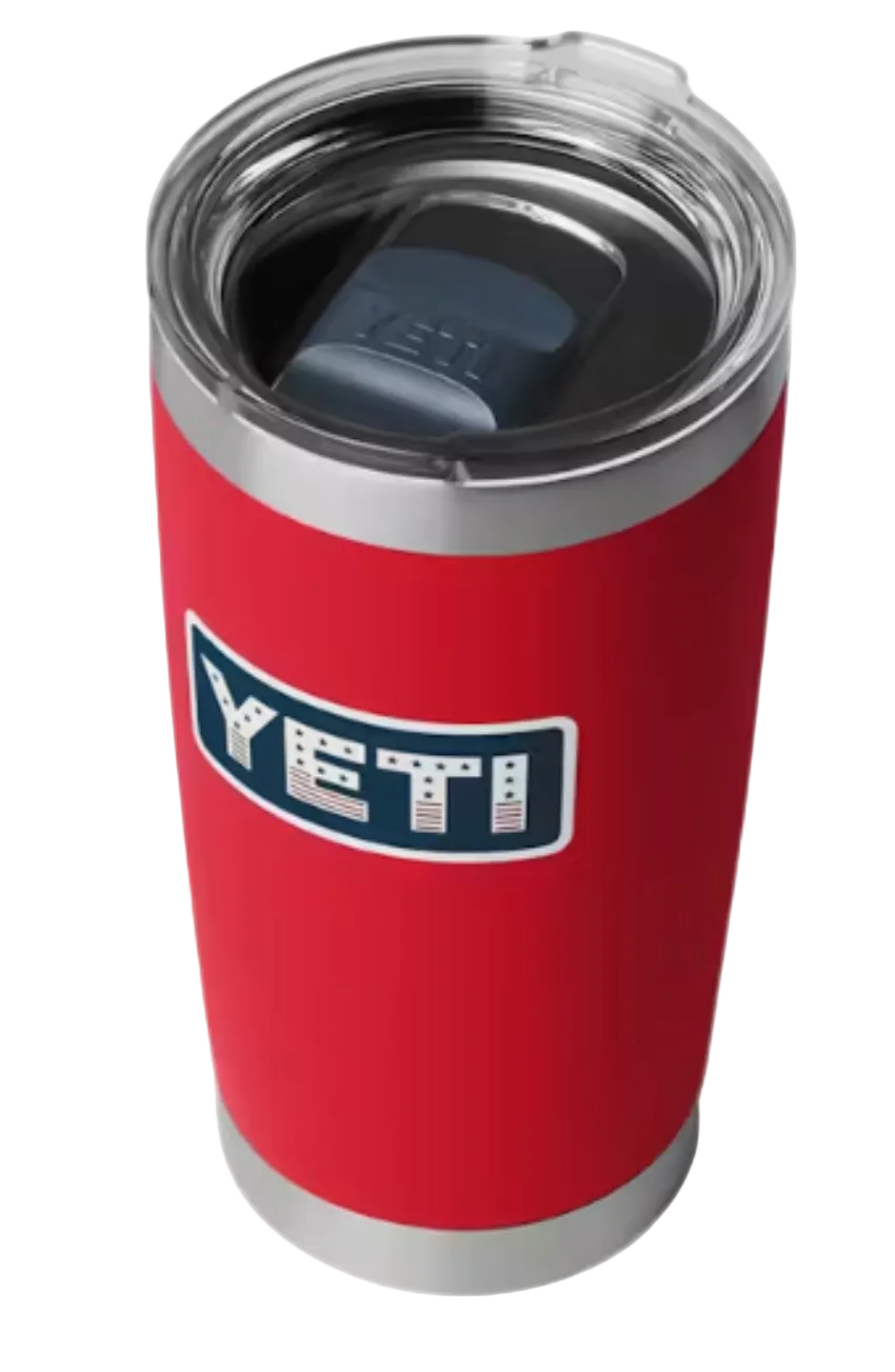 Yeti Rambler 20 oz Tumbler with Magslider Lid Rescue Red Badge
