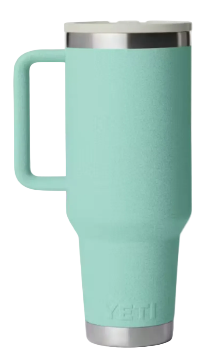 Yeti Rambler 40 oz Travel Straw Mug with Color-Blocked Straw Lid Sea Stone