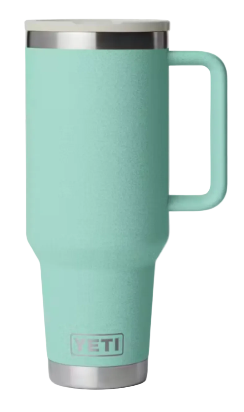 Yeti Rambler 40 oz Travel Straw Mug with Color-Blocked Straw Lid Sea Stone