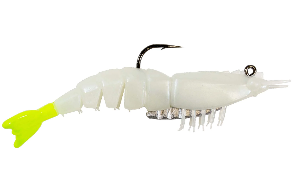 Z-Man EZ ShrimpZ Rigged 3-1/2" 2pk Glow/Chartreuse