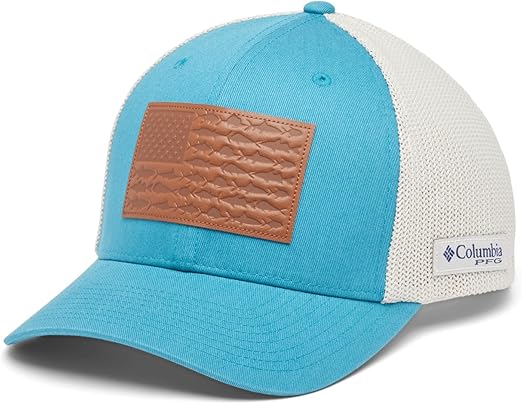 Columbia PFG Leather Fish Flag Mesh Hat L/XL 