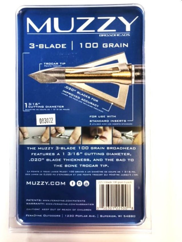 Muzzy Broadheads 3-Blade 100 Grain 6pk 