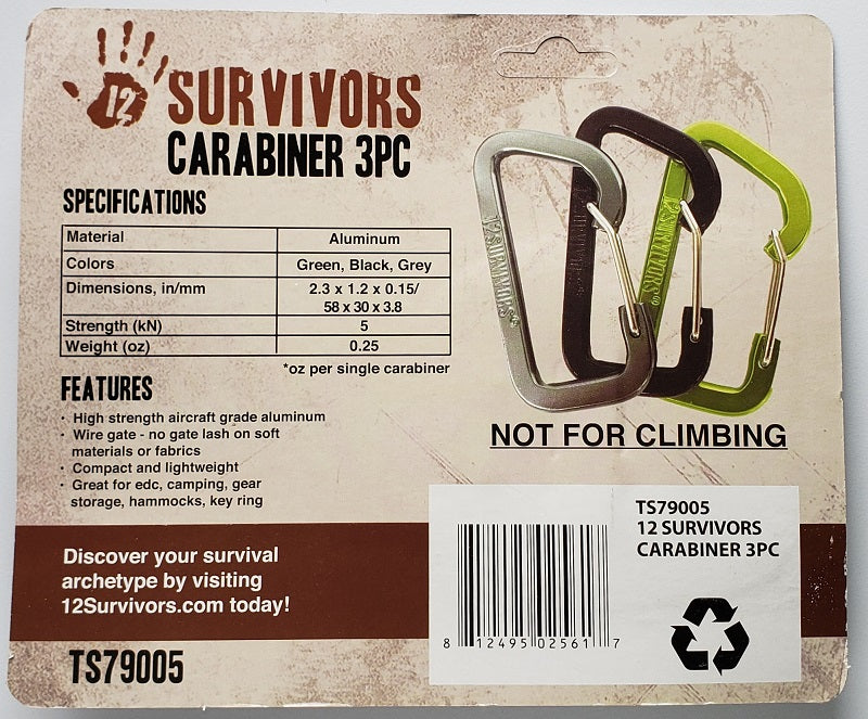 12 Survivors Carabiner 3pc TS79005