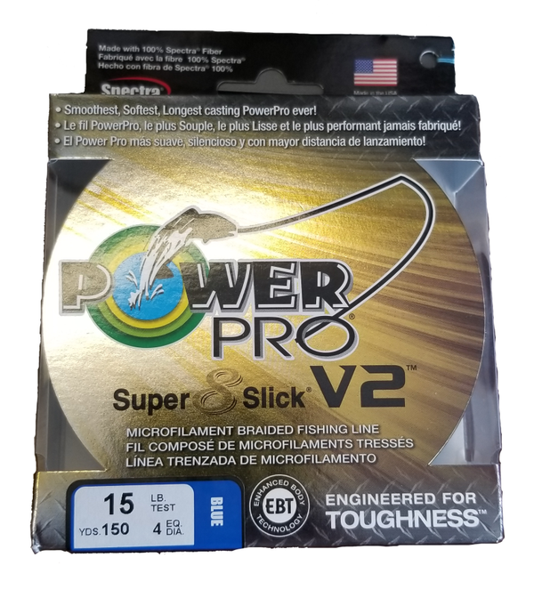 Power Pro Super 8 Slick V2 Blue 15 lb 150 yds Braided Fishing Line