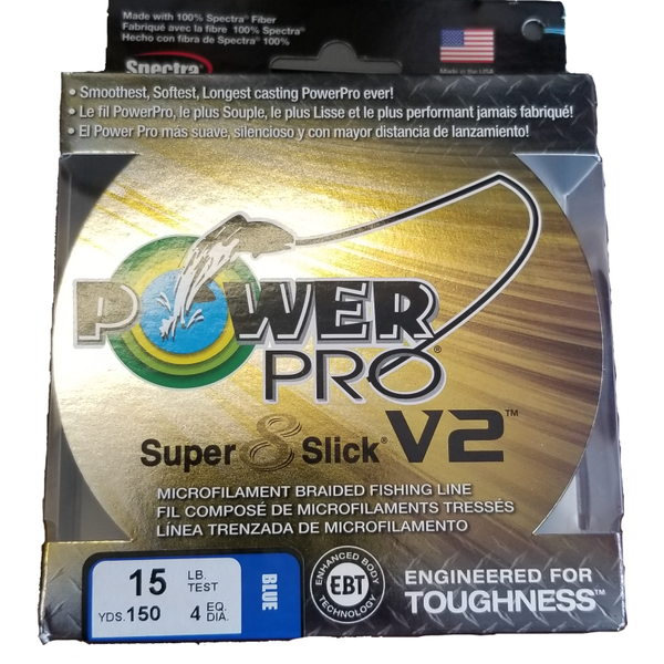 15 pound braided fishing line Power Pro Super 8 Slick V2 Blue 15 lb 150 yds Braided Fishing Line