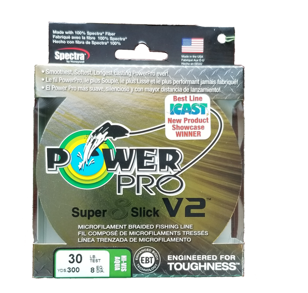 Power Pro Super 8 Slick V2 Hi-Vis Aqua Green 30 lb 300 yds