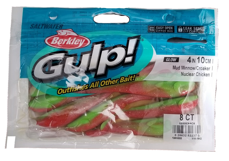 Berkley Gulp! Mud Minnow/Croaker Nuclear Chicken 4 8pk