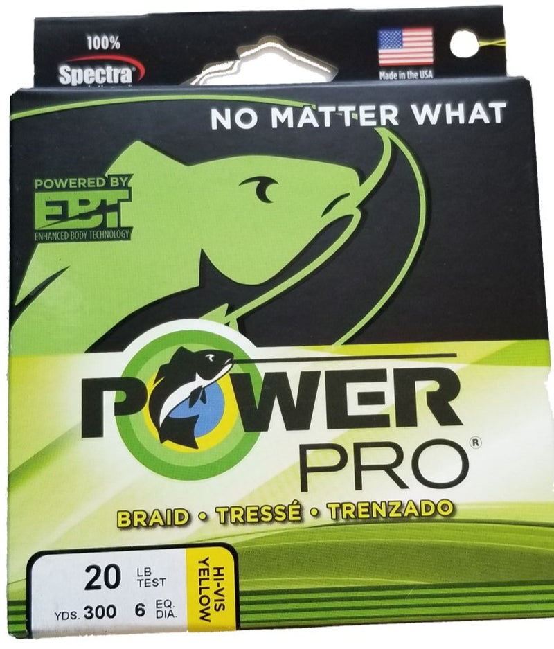 POWER PRO 21100400300Y Braided Fishing Line, 300 yd L, Fiber, Hi-Viz  Yellow, 40 lb Capacity