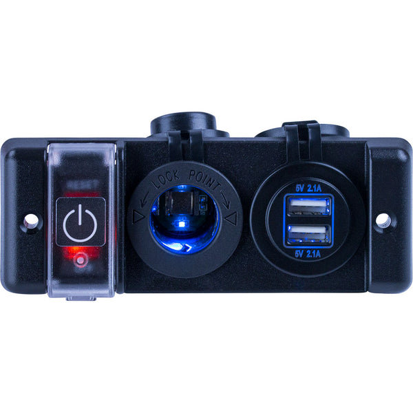 Sea-Dog Double USB  Power Socket Panel w/Breaker Switch [426506-1]
