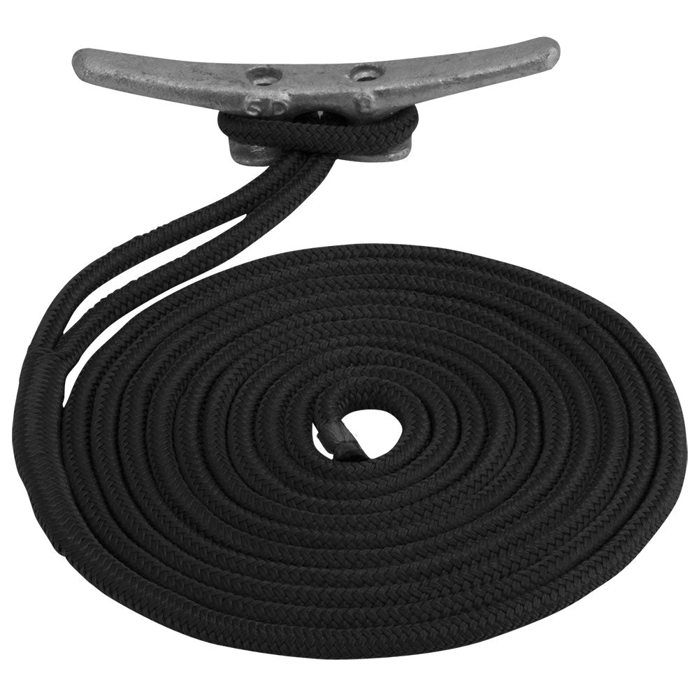 SeaDog Double Braided Nylon Dock Line  12 x 10  Black 