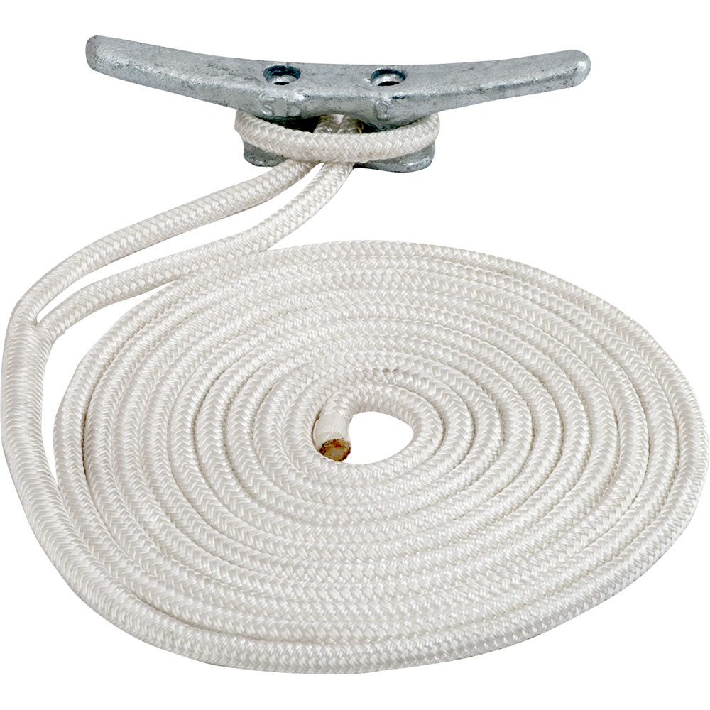 SeaDog Double Braided Nylon Dock Line  12 x 25  White 