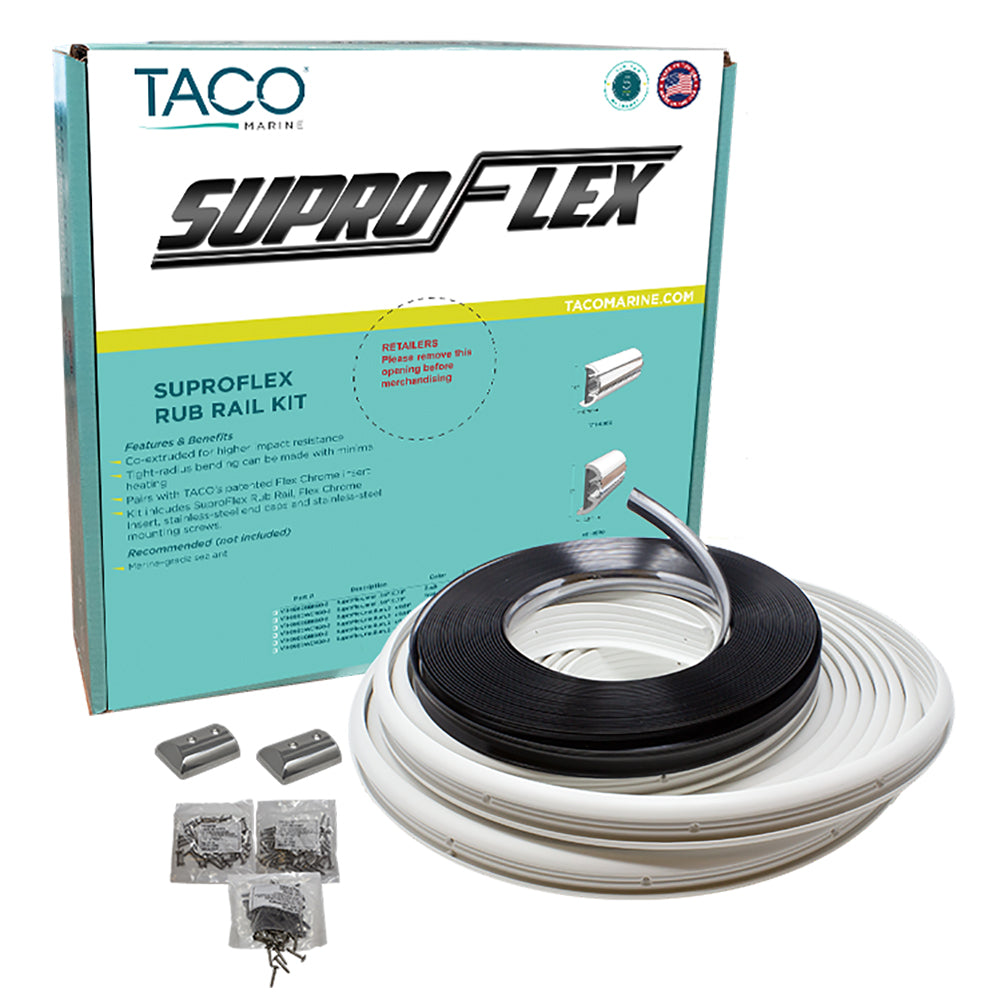 TACO SuproFlex Rub Rail Kit  White wFlex Chrome Insert 