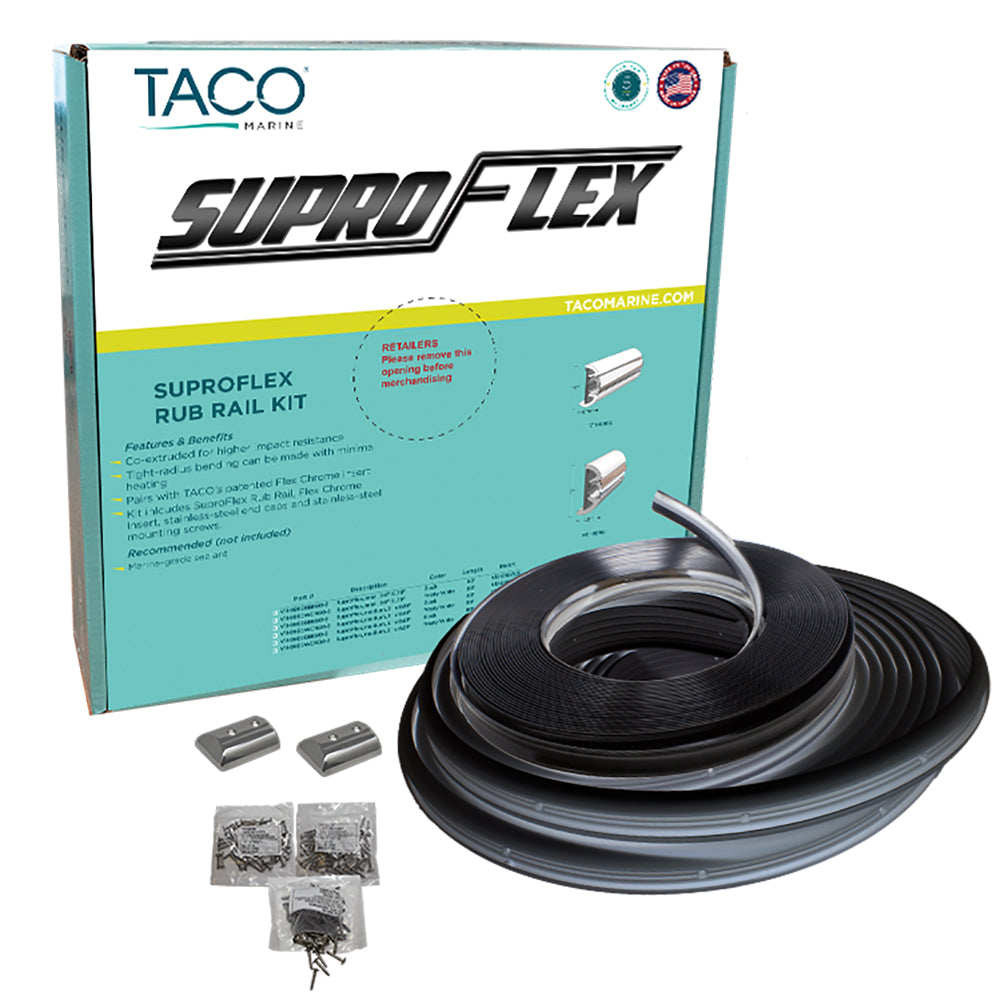 TACO SuproFlex Rub Rail Kit  Black wFlex Chrome Insert 