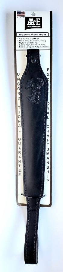 AA&E Leathercraft Black Leather Short Taper Sling w/Deerhead 8502241 010