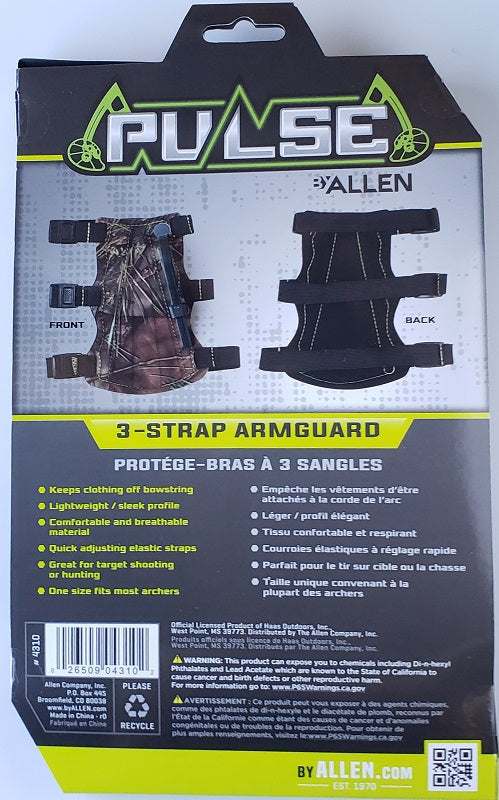 Allen Pulse 3-Strap Armguard Mossy Oak Break-Up Country 4310