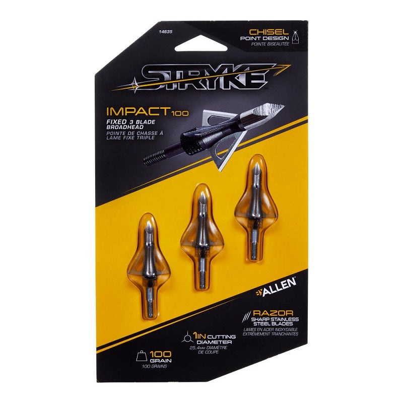 Allen Stryke Impact 100 Fixed Blade Broadhead 14635