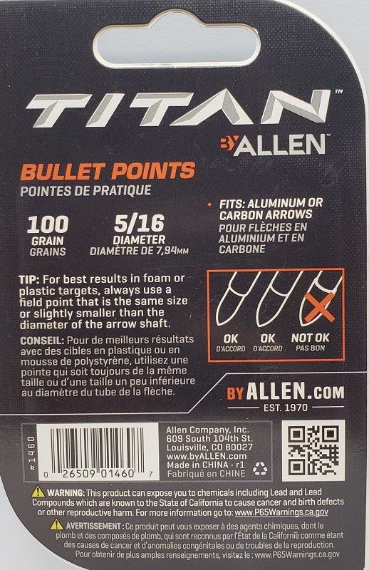 Allen Titan Bullet Points 12pk 1460