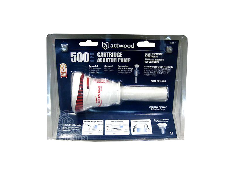 Attwood 500GPH Cartridge Aerator Pump 4640-7