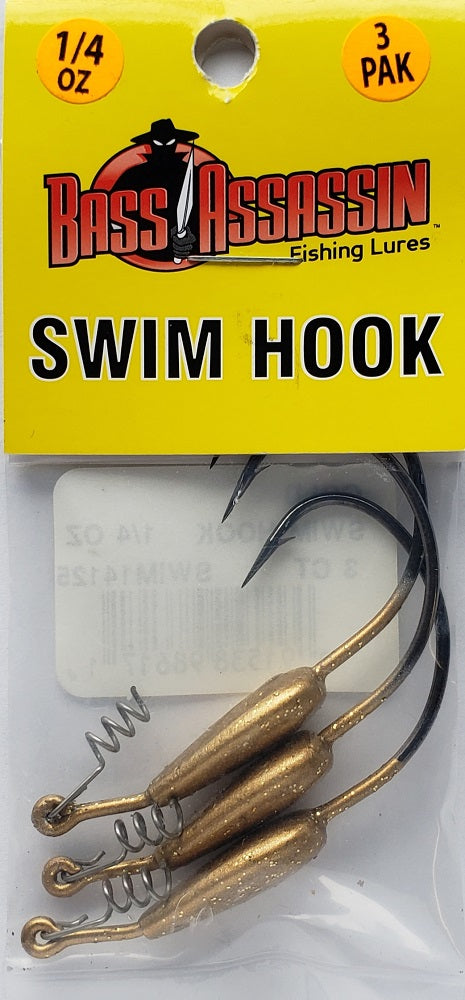 Bass Assassin Gold Swim Hook 1/4oz 3ct SWIM14125