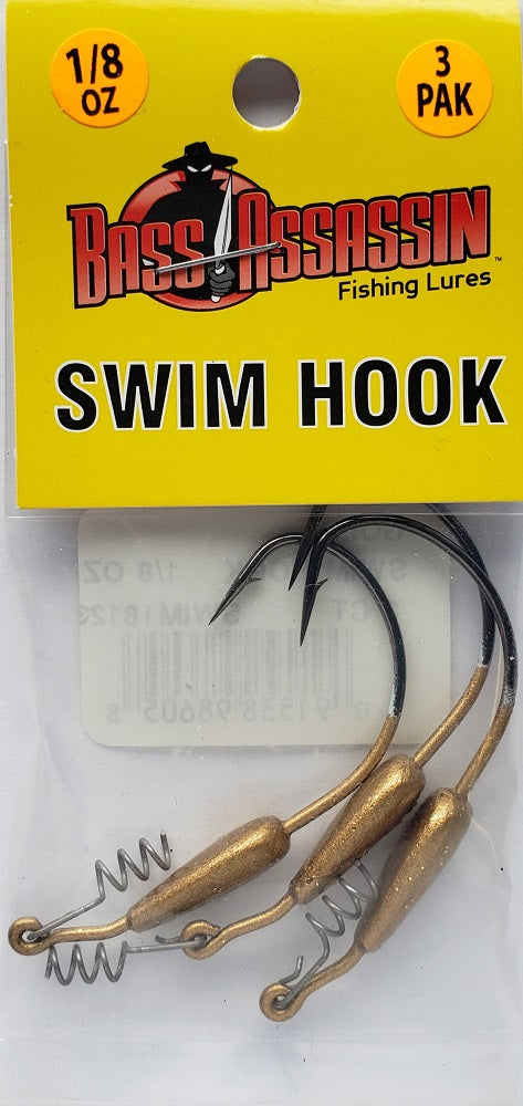 Bass Assassin Gold Swim Hook 1/8oz 3ct SWIM18123