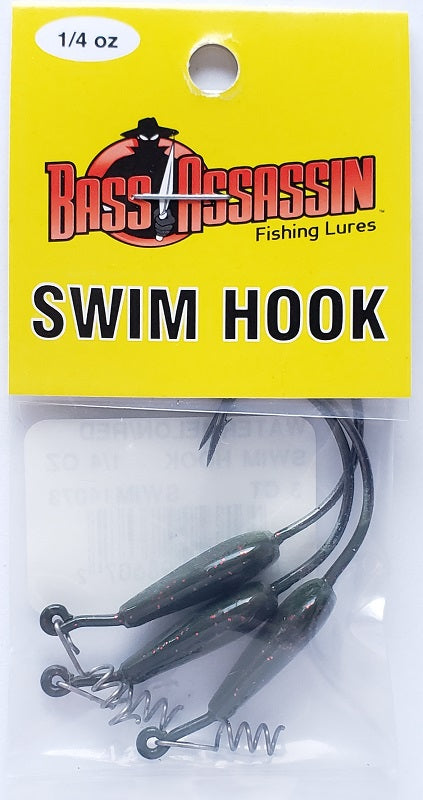 Bass Assassin Watermelon/Red Swim Hook 1/4oz 3ct SWIM14073