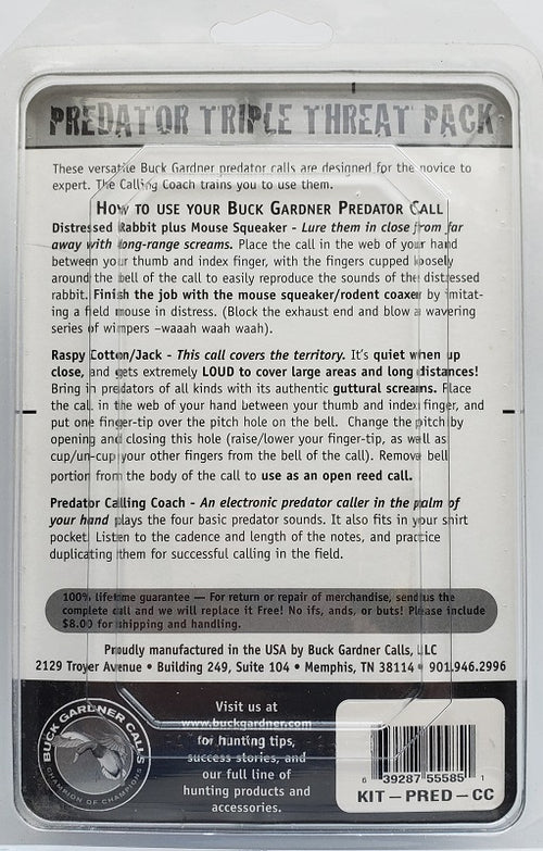 Buck Gardner’s Predator Call Triple Threat Pack KIT-PRED-CC