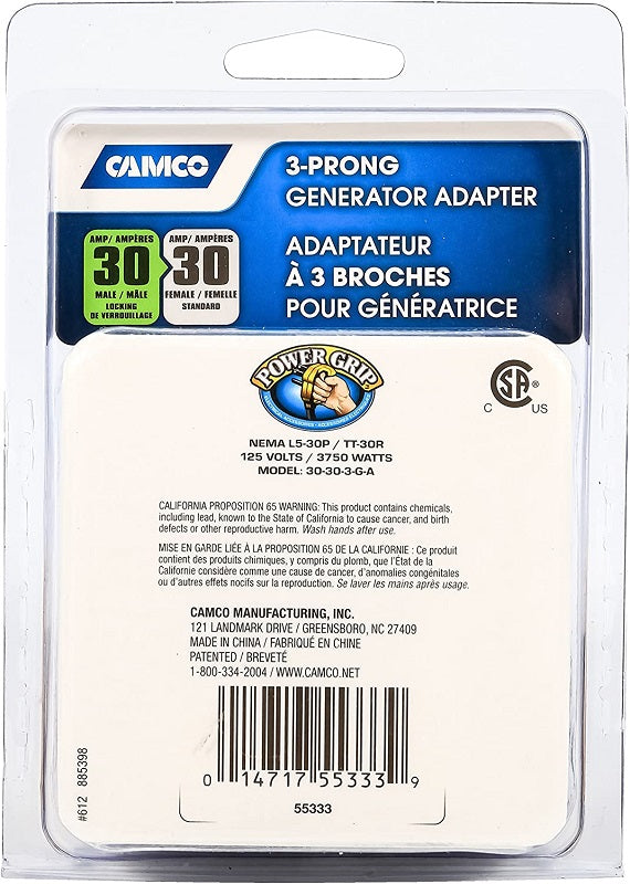 Camco 3 Prong RV Generator Adapter 55333