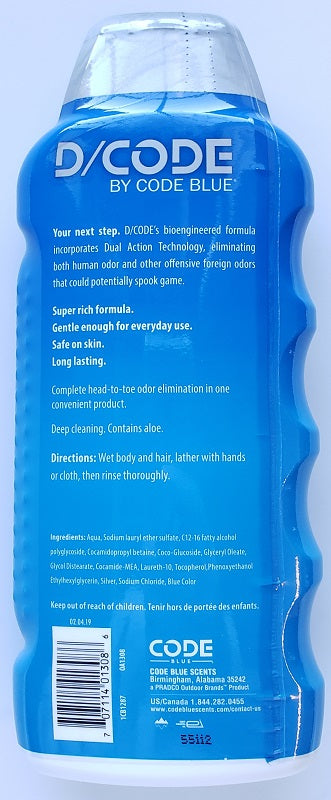 Code Blue Scent Elimination Body Wash & Shampoo 12oz OA1308