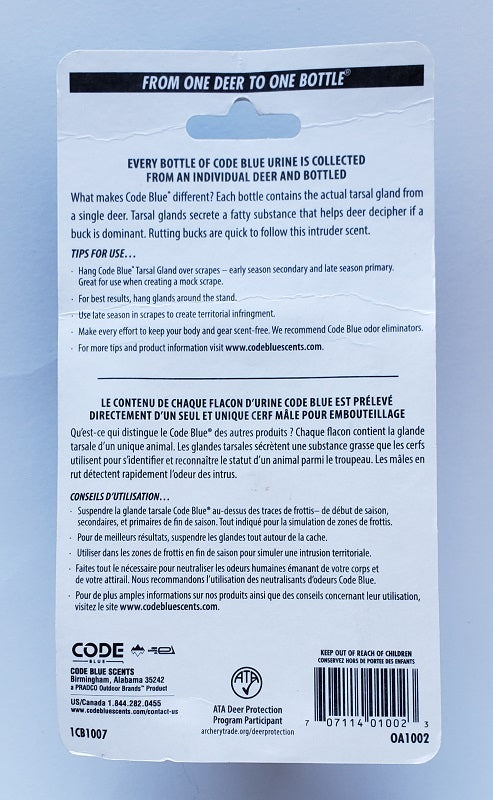 Code Blue Whitetail Tarsal Gland 2oz OA1002