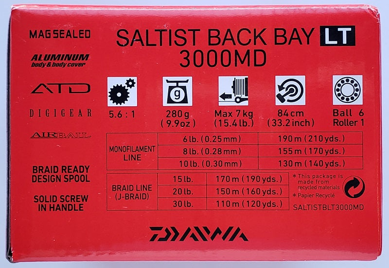 daiwa back bay spinning reel Daiwa Saltist Back Bay LT 3000MD Spinning Reel