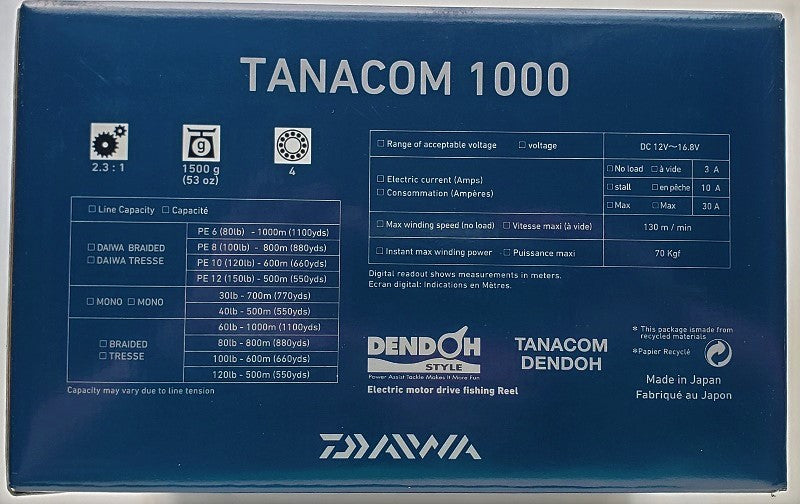 daiwa electric reel specs Daiwa Tanacom 1000 Electric Reel