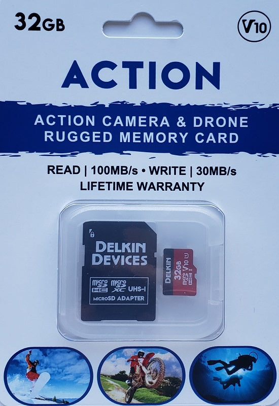 Delkin Devices Action Camera & Drone Rugged 32GB Memory Card DDMSDACT32GB