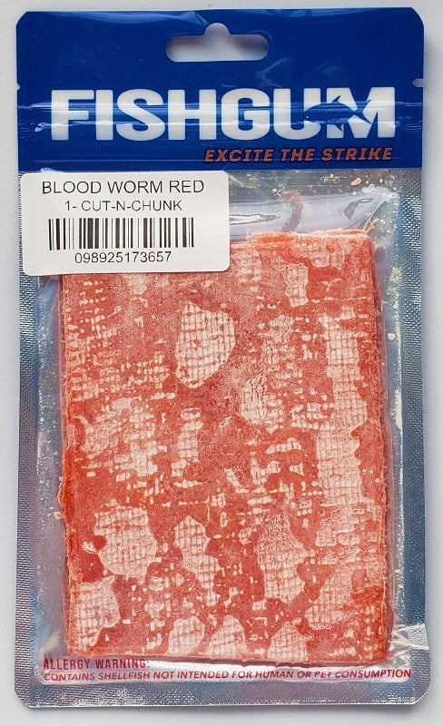 FISHGUM Excite The Strike 1-Cut-N-Chunk Blood Worm Red
