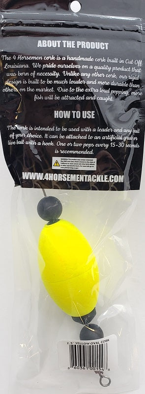 Four Horsemen Tackle 2.5in Oval Popper Cork Yellow